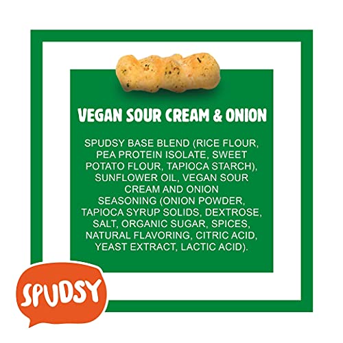 Spudsy Sweet Potato Puffs | Vegan, Gluten Free Snacks | Plant-Based, Allergen-free, Non-GMO, Kosher, Superfood Snack Veggie Chips | Vegan Sour Cream & Onion (2 Pack, 4 oz Bags)