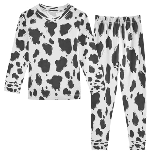 Pajama Sets Long Sleeve Cow Print Soft Comfy Sleepwear 2 Piece PJS 3-8T