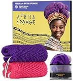 African Net Sponge Authentic - 2 Pieces Exfoliating Body Scrubber Bath Sponge - Loofah Washcloth Back Scrub for Shower Body Exfoliator - Face & Skin Care Bathroom Essentials for Women