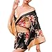 Yitesen Women's Traditional Japanese Kimono Style Robe Yukata Costumes Pajamas (Black)