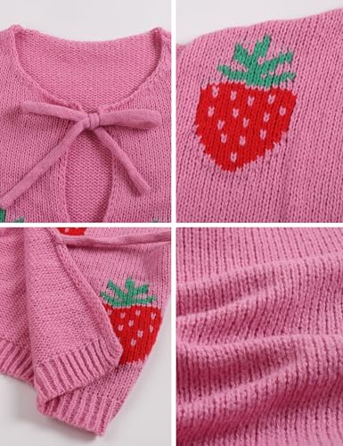 Image of FindThy Women's Tie Front Cardigan Sweater Cute Long Sleeve Crew Neck Bow Knot Knit Outwear
