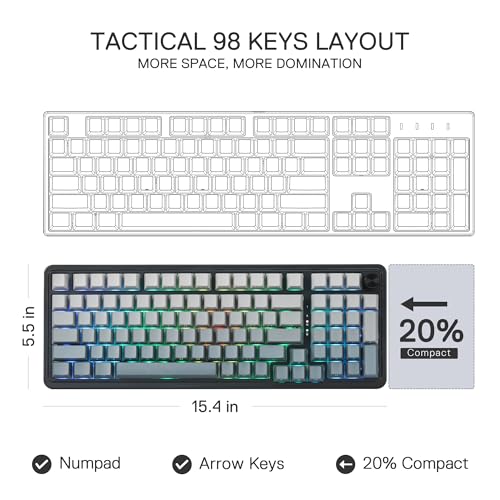 Image of Redragon K686 PRO 98 Keys Wireless Gasket RGB Gaming Keyboard, 3-Mode PBT Mechanical Keyboard w /Hot-Swap South-Facing RGB Socket, Dedicated Knob Control & 5-Layer Noise Dampening, Gradient PBT Keycaps