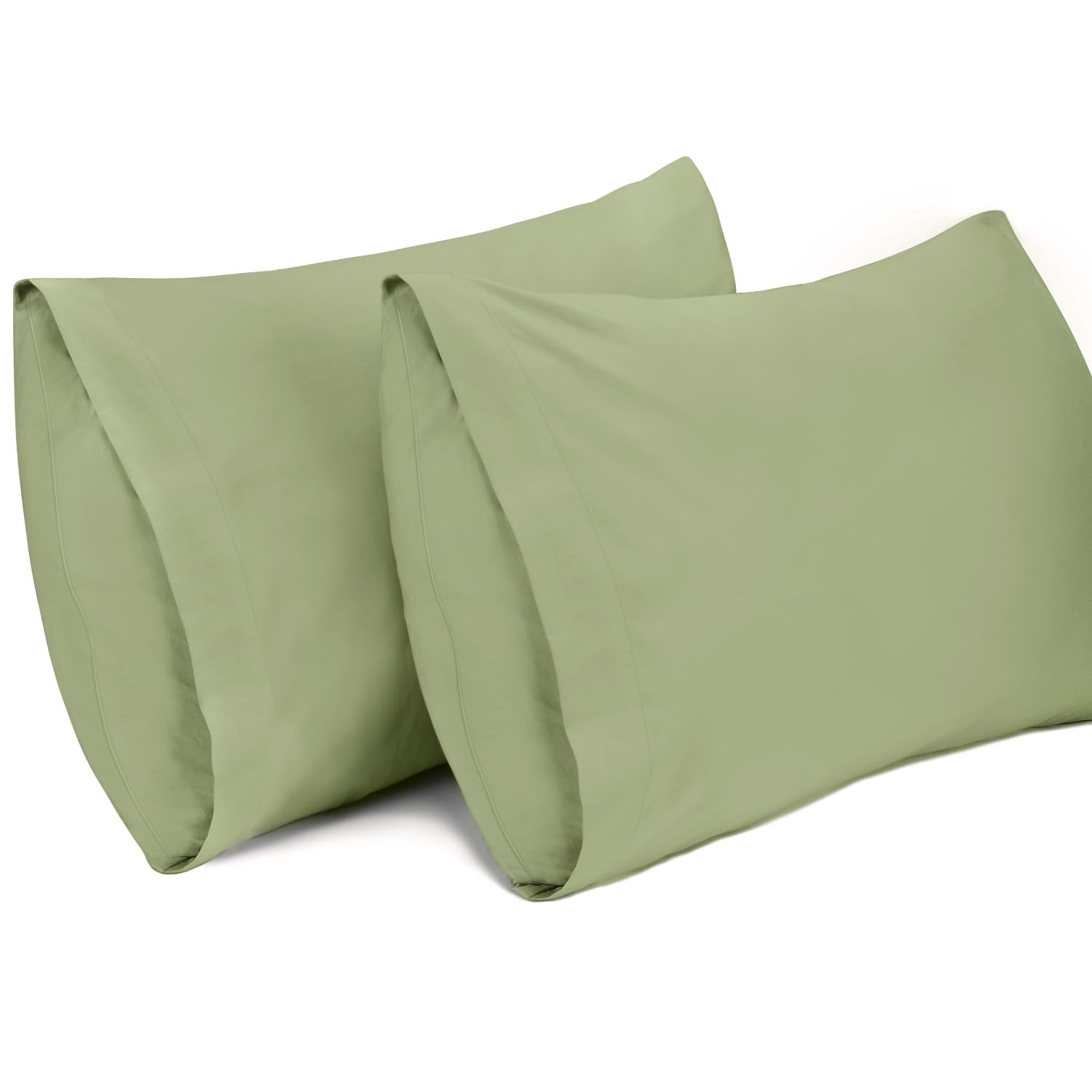 Lirex 2 Pack Pillow Cases, 100% Cotton Breathable Pillowcases Pillow Covers, 50 x 75 cm Queen Size (Green, Queen) — image 1
