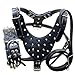 Haoyueer Leather Sharp Spiked Studded Dog Collars, Harnesses & Leashes 3Pcs Matching Set for Medium & Large Dog Pit Bull,Mastiff, Boxer, Bull Terrier
