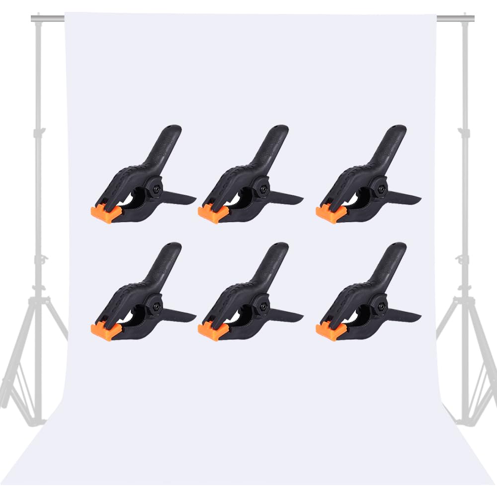 GFCC 8FTX10FT White Backdrop Background with 6pcs Clamps for Photography Photo Booth Backdrop Kit for Photoshoot Background Screen Video Recording Parties Curtain