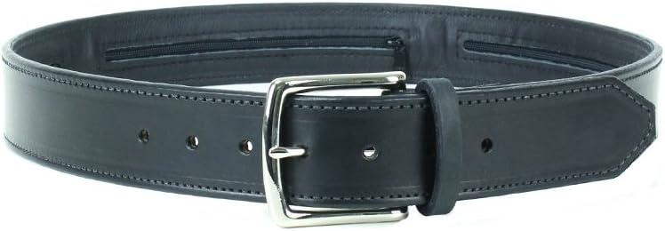 Spy, Escape & Evasion Harness Leather,Solid Brass Buckle, 3 Hidden Pouches Gun Belt - Black