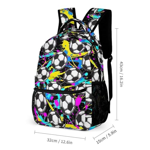 Soccer Backpack for Kids Girls Boys School, 16 Inches Cool Soccer Theme Bookbag, Adjustable, Lightweight, Large Capacity3