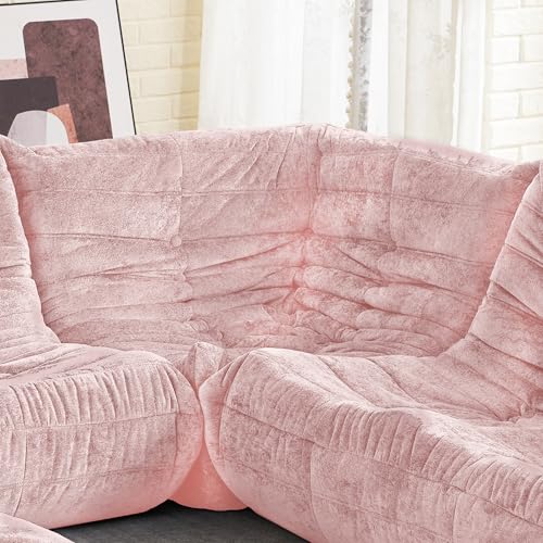 Image of HABUTWAY Giant Bean Bag Chairs Lazy Sofa for Adults,Corner,Pink | Memory Foam Bean Bag Chairs,Fireside Corner Chair,Lazy Floor Corner Sofa for Living Room, Bedroom, Dorm, Office