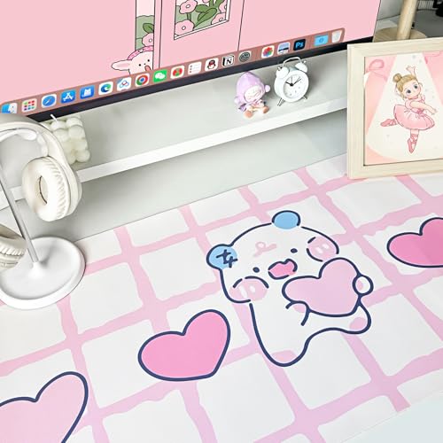 Desk Pad de cuero PU XL 31.5x15.7 pulg blanco y rosa miniatura 6