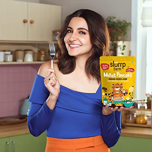 Image of Slurrp Farm No Maida Pancake Mix | Buy2Get1 Free | Instant Breakfast Mix Made with Oats and Jowar | 100% Vegetarian Eggless Healthy Breakfast for Kids & Adults | Banana Chocochip- Pack of 3 X 150g
