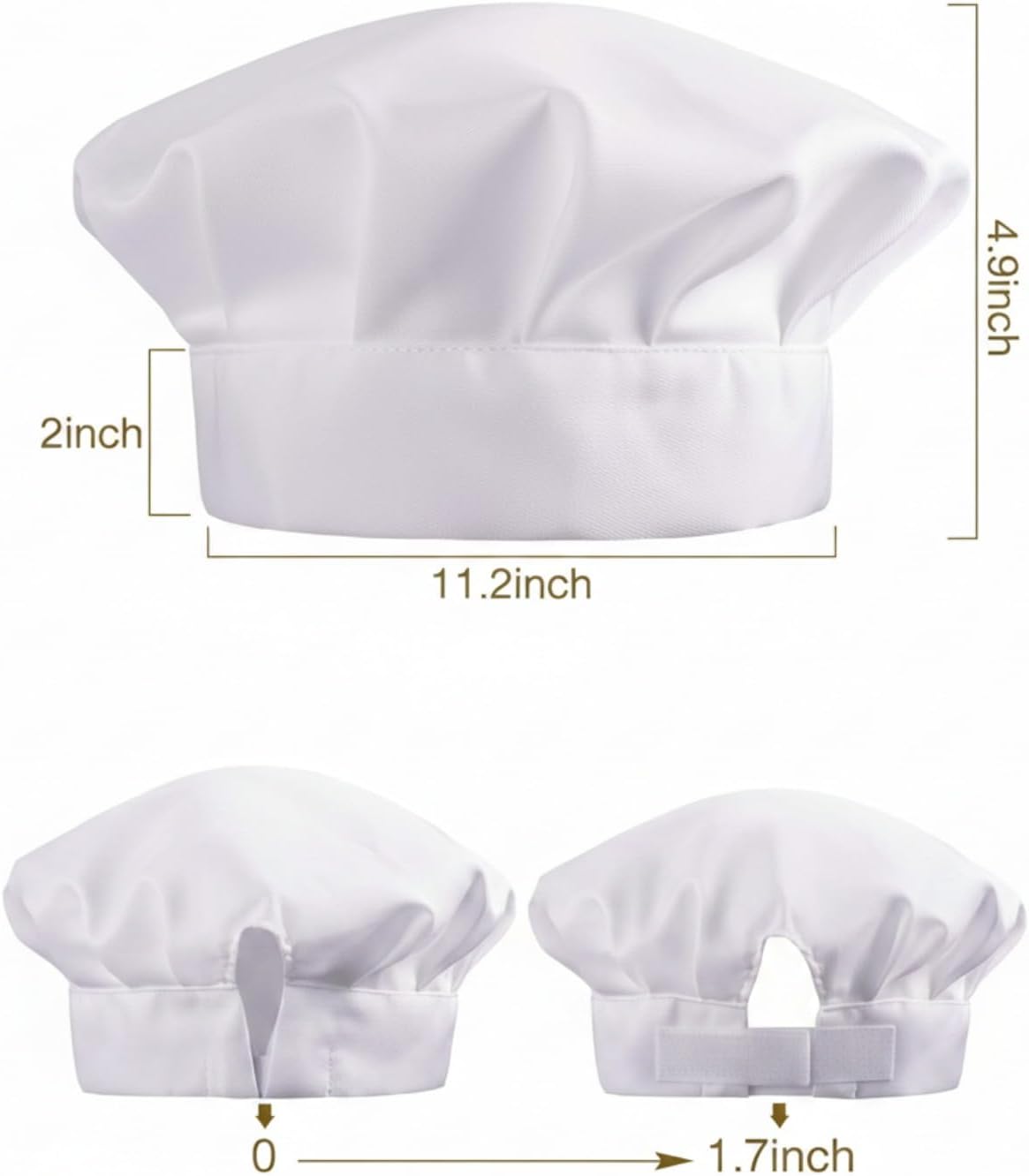 SATINIOR Chef Hats for Adults Adjustable Elastic Baker Caps