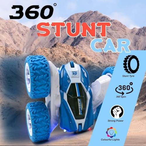 Image of MITAN RC Racing Stunt Car Toy Remote Control 2.4Ghz 360 Rotating Double Flip USB Rechargeable Kids - Blue