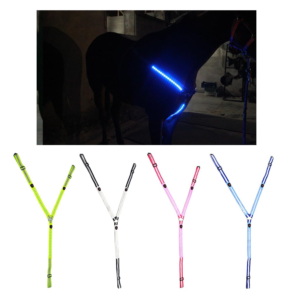 Pettorale a LED per cavalli, ricaricabile tramite USB, riflettente, elastico, per la sicurezza, alta visibilità durante le corse su strade e sentieri