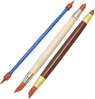COMIART 3pcs Double Head Clay Color Shapers Rubber Tip Paint Drawing Blending Brushes