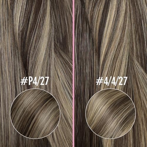 YoungSee Nano Ring Hair Extensions Highlight Hair Extensions Nano Dark Brown Highlights Caramel Blonde Hair Extension Nanobead Pre Bonded Remy Hair Extension for Adding Volume 22in 50 Strands 50g — view 6