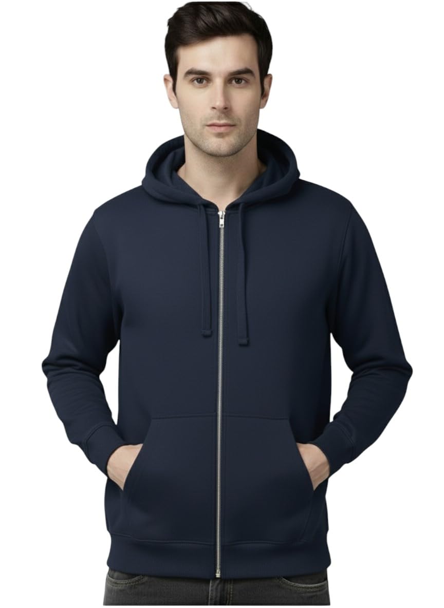 nuno Woolean Classic Men's Full-Zip Hooded Sweatshirt, Fleece Material, Kangaroo Pocket, Available in Black, Navy Blue, Red and Dark Olive, Casual Wear-picture-50