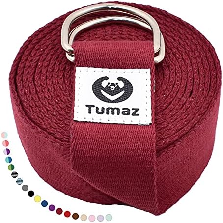 Tumaz Yoga Strap/Stretch Bands [15+ Colors, 6/8/10 Feet Options] with Extra Safe Adjustable D-Ring Buckle, Durable and Comfy Delicate Texture - Best for Daily Stretching, Physical Therapy, Fitness