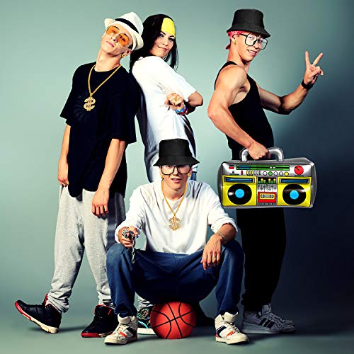 Satinior 5 Pcs Hip Hop Costume Kit Bucket Hat Sunglasses Dollar Sign Chain Ring Earring #TOP5