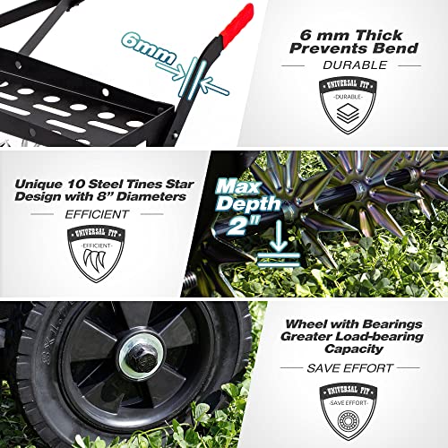 Suchtale 40-Inch Tow Behind Spike Aerator with Galvanized Steel Tines, Durable Lawn Aerator Soil Penetrator Spikes Tractor with Extra-Wide Tow Bar for Lawn and Farm, Black