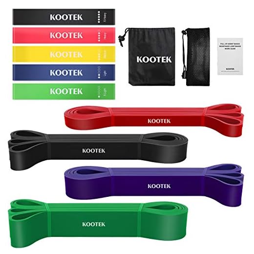 Kootek 11Pcs Resistance Bands Home Workout Set - 4 Pull Up Assist Bands with 5 Loop Exercise Band Heavy Duty Powerlifting Strength Training Fitness Equipment for Body Stretching with Guide Book