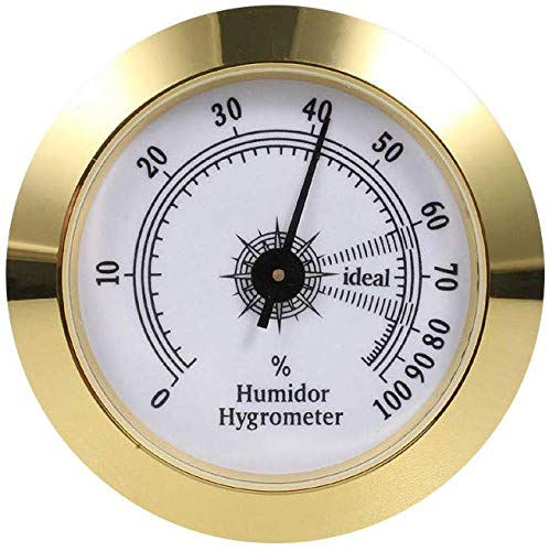 FUNEW 2 Pack Round Analog Gold Cigar Hygrometer and Round Gold Cigar Humidor Humidifier for Cigar Humidor Cigar Box/Cigar Cabinet Monitoring Humidity and Humidor Moisturizing Cigar Accessories