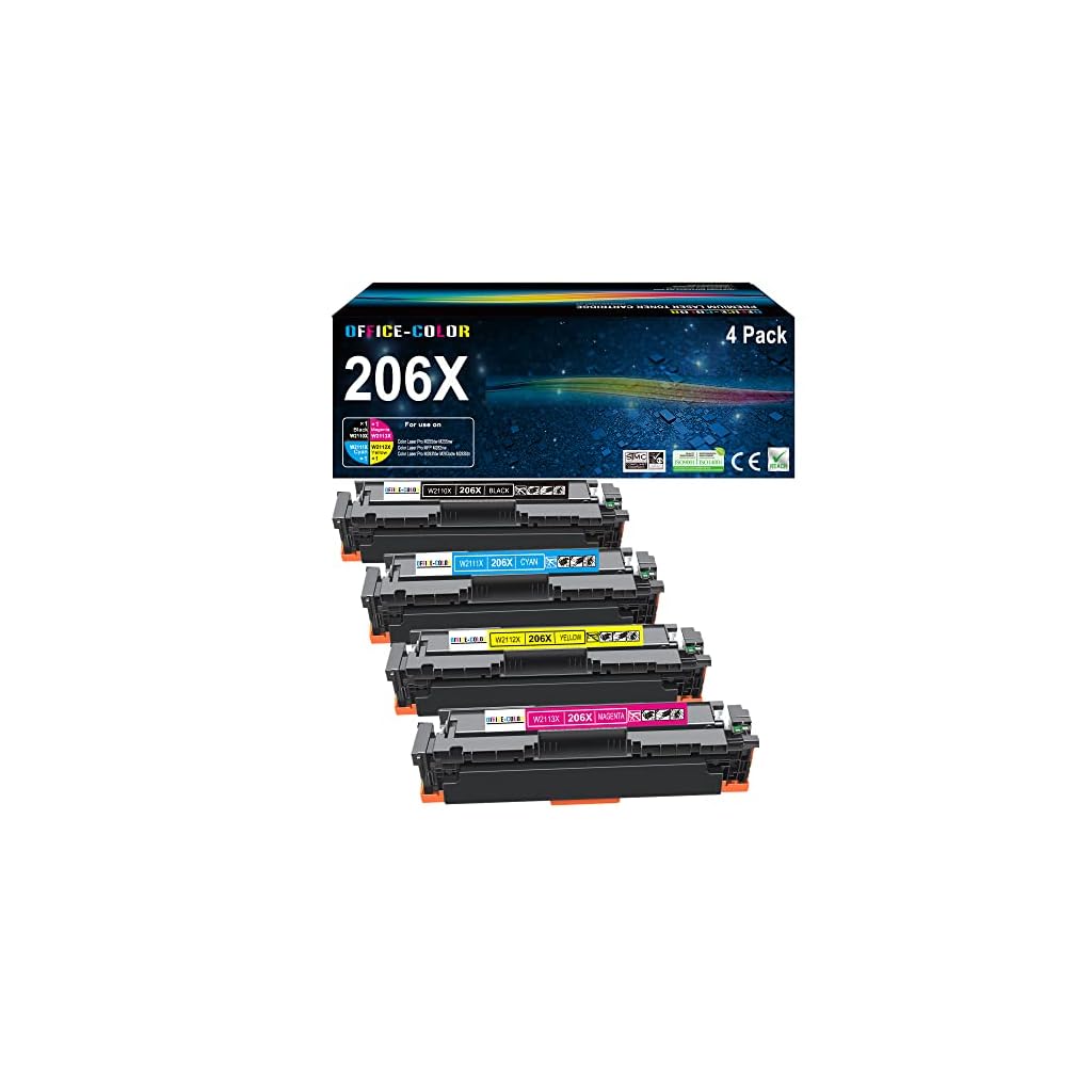 206A-206X-High-Capacity-Black-Cyan-Magenta-Yellow-Toner-Cartridgges-4-Pack-Replacement-for-HP-Color-Laserjet-Pro-MFP-M283cdw-M283fdw-M282nw-M255dwM255nw-Toner-Printer