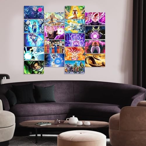 Image of ATEVON Dragon Ball Anime Poster Set - 18PCS Unframed Wall Collage Kit (6x4 inch) Featuring Goku, Vegeta, Gohan, and More - Manga-Inspired Decor for Bedroom, Dorm, and Anime Wall Aesthetic