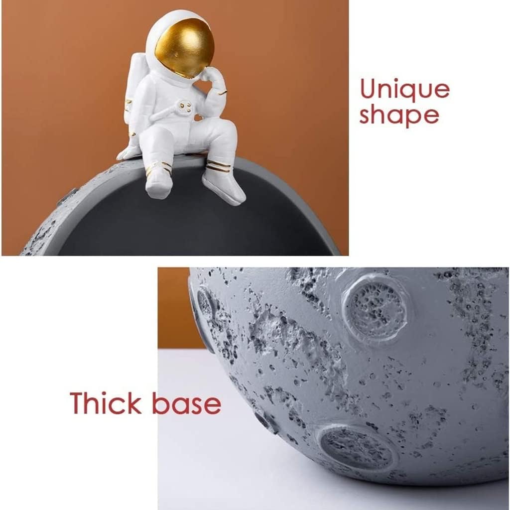 Key Tray for Entryway Table, Key Bowl Astronaut Sculpture Statue Coffee Table Decor Half Moon Model Key Jewelry Dish Tray Home Decoration Phone Coin Watches and Candy Tray (Color : Blue)
