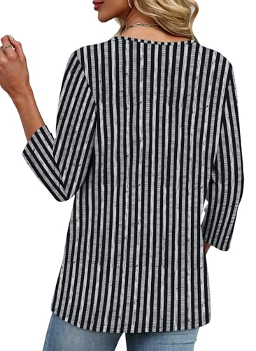Image of XIEERDUO 3 /4 Length Sleeve Womens Tops V Neck T Shirts Summer Clothes Basic Blouses Dressy Casual 2026 Spring Outfits