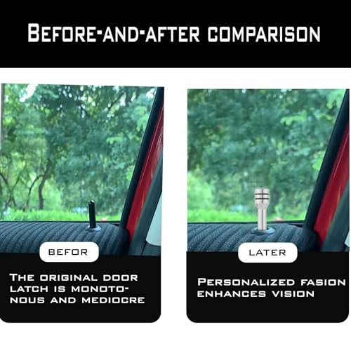 1 Pack 4 Pcs Car Door Lock Knob Covers, Aluminum Alloy Security Column, Interior Pull Pins Universal for Most Vehicles (Silvery) - Thumbnail 4
