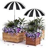Abbylike Plant Umbrella Garden, Vertical Stripe, Classic Black White, 2 Set