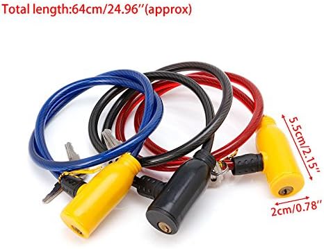 Miniatura 3 de 8x640MM Ciclismo Cable Anti-Robo Scooter Bloqueo de Seguridad con 2 Llaves