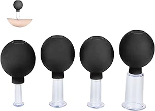 4 Pièces Ensemble de Thérapie par Ventouses pour le Visage, tasse en plastique Ventouses Sous Vide,Pour massage - Avec forte puissance d'aspiration - Avec boule d'aspiration contre les tensions la cel
