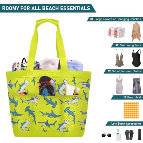 Waterproof Beach Tote Pool Bags for Women Sharks Large Gym Tote Carry On Bag Compartment for Weekender Travel4