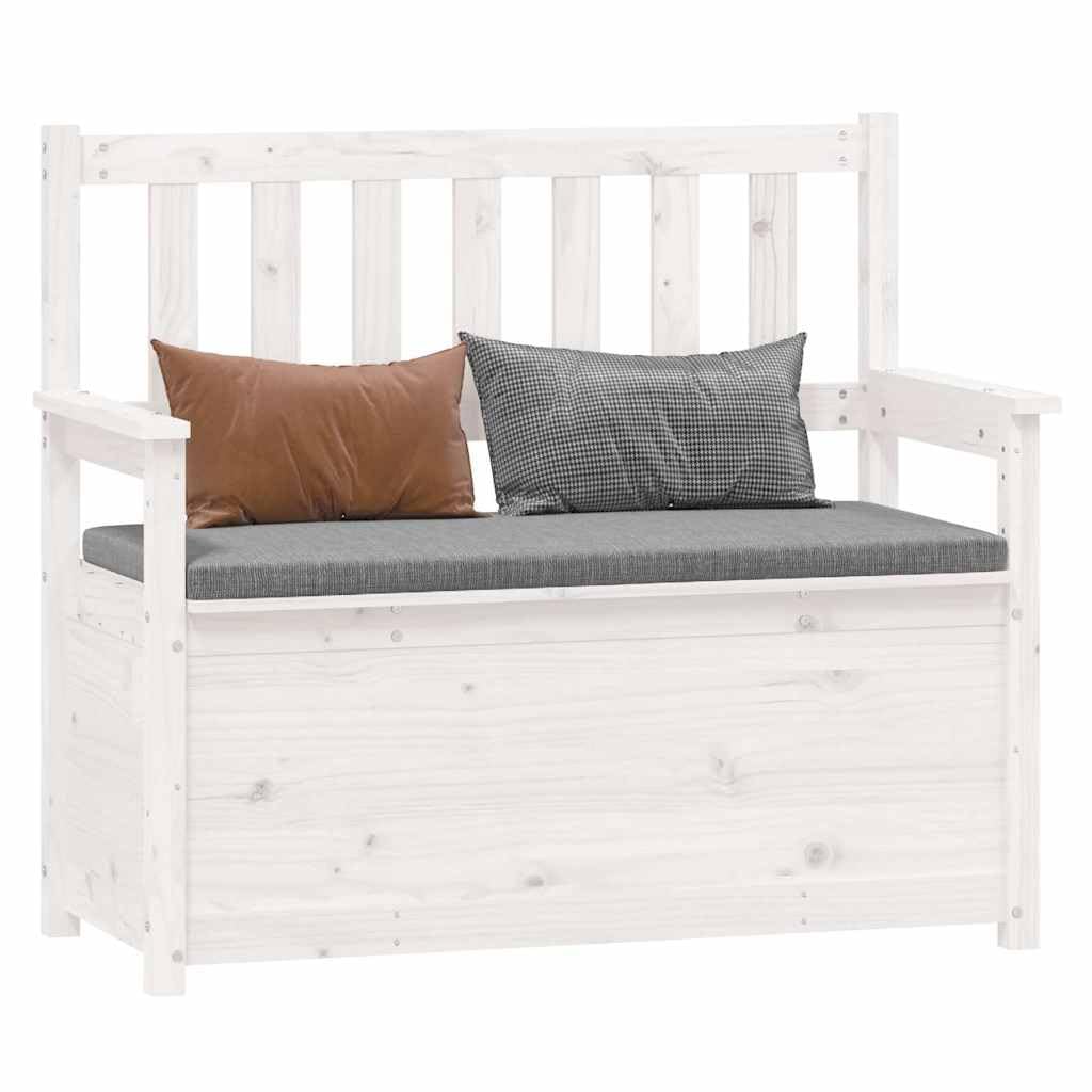 Banco blanco 112,5 x 51,5 x 96,5 cm madera maciza de pino con
