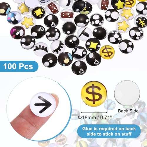 PATIKIL 100 Pcs Glass Craft Eyes, 18mm Cabochon Kawaii Doll Craft Eye for Clay Animals Handicrafts DIY Jewelry Projects, Blue/Black/White/Yellow/Red (212#) by PATIKIL - Image 2