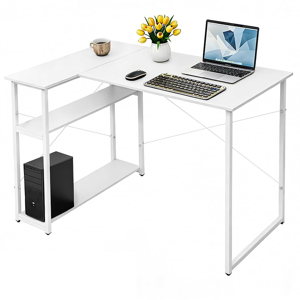 Biurko gamingowe ze stojakiem na monitor uchwyt na kubek hak na słuchawki 100 x 75 x 70 cm biały gracz