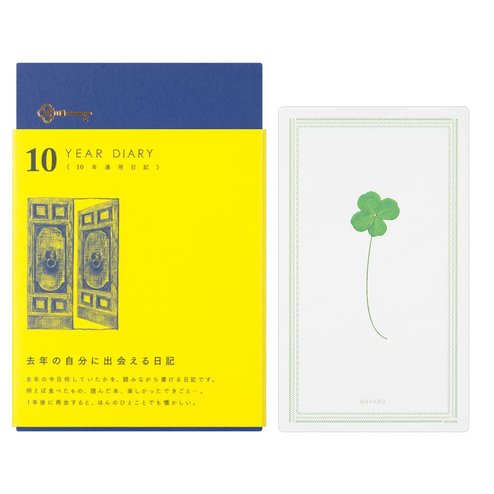 Midori 12397006A Diary, 10-Year Consecutive Door, Navy Blue, With Buber
