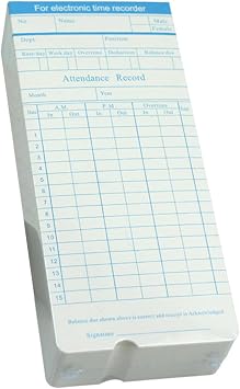 ULTECHNOVO Attendance Cards 100 Sheets Weekly Time Record Paper for Employee Time Tracking Office Punch Clock 7.48X3.3 Inch Attendance Record