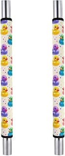 Colorful Yellow Rubber Duck Refrigerator Door Handle Covers 2Pcs Fridge Handle Protector Covers for Microwave Dishwashers
