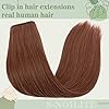 S-noilite Clip in Human Hair Extensions Clip in Short Hair Extensions Auburn Hair Standard Weft 100% Real Human Hair Full Head 8 Pieces 18 Clips Silky Soft 18 Inch-100g Dark Auburn (#33) #4