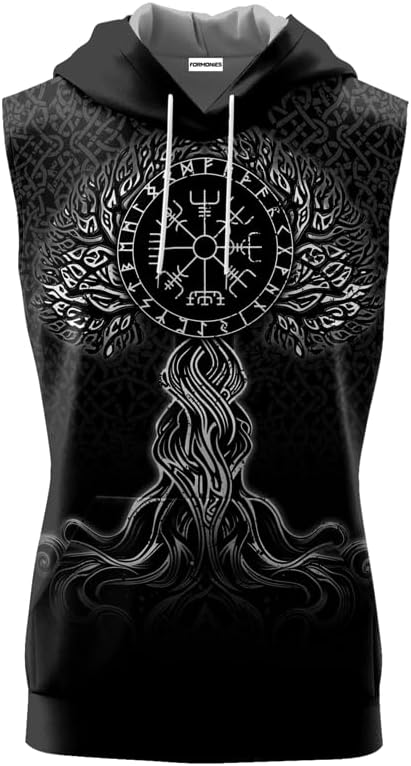 Viking Workout Hooded Tank Tops for Men Sleeveless Gym Bodybuilding Muscle Cut Off Tshirt Hoodies