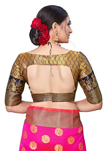 Image of AKHILAM Women's Kanjivaram banarasi silk Woven Design Saree With Unstitched Blouse Piece Saree With Un-Stiched Blouse
