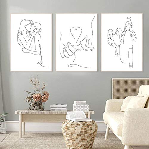 Toile ligne amoureux baiser pour décoration salon romantique KEBIA