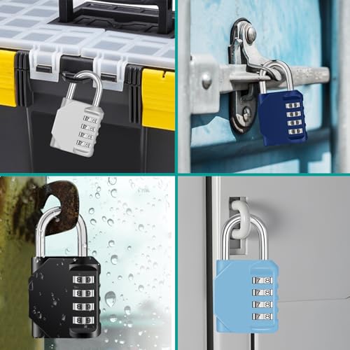 Image of ZHEGE Combination Lock for Locker, 4 Digit Resettable Combo Lock (Sky Blue) | Padlock for Gym, School, Gate, Door, Hasp and Storage