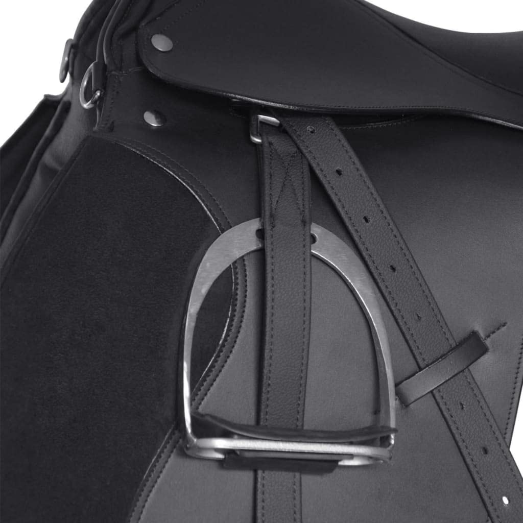Genérico Set de Montura de Caballo de 17.5" y Cuero Negro 18 cm, 5 en 1,Deportes,Actividades al Aire Libre,Equitación,Arreos para Caballos,Monturas-90645