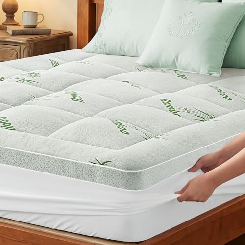Autsel Surmatelas 140x200cm en Viscose de Bambou – sur Matelas 2 Personnes Garnissage 1000g/m² Ultra-Doux – Grand Bonnet Jusqu’à 40 cm – Respirant et Lavable...