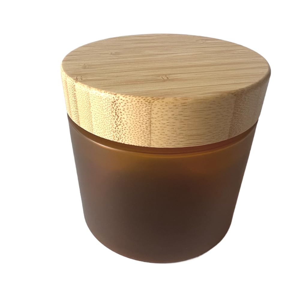 Empty Bamboo Lid Jar 16oz/500g,Refilable Plastic Round Cosmetic Containers for Powder,Body Butter,Cream,Lotion,Wide Mouth Makeup Sample Storage Pot Dispenser(Brown Color)-image-37