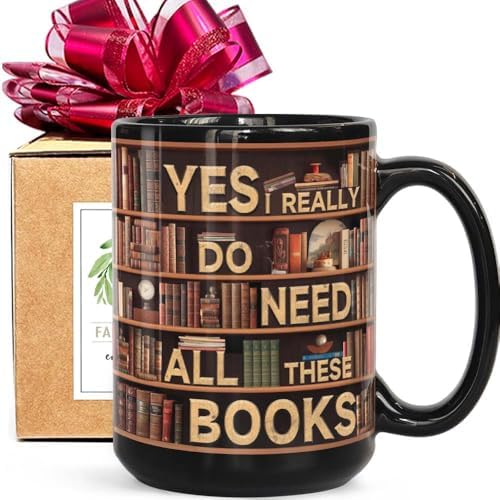 Yilooom Tazza regalo per amanti dei libri, bibliotecario e topo di biblioteca, Yes I Really Do Need All These Books