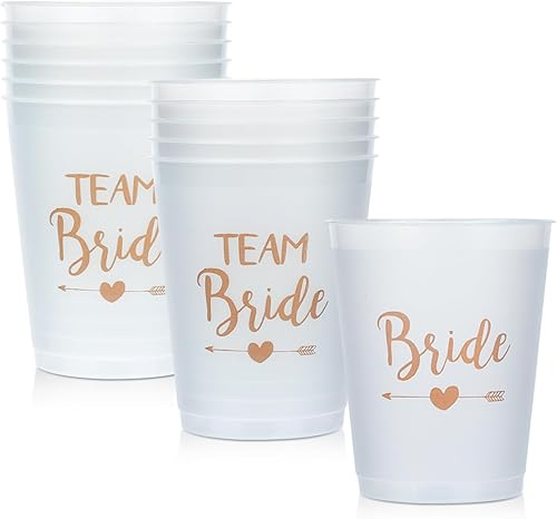 RONRONS 12 tazas de despedida de soltera, copas de tribu de novia blanca de plástico, decoraciones de despedida de soltera, suministros